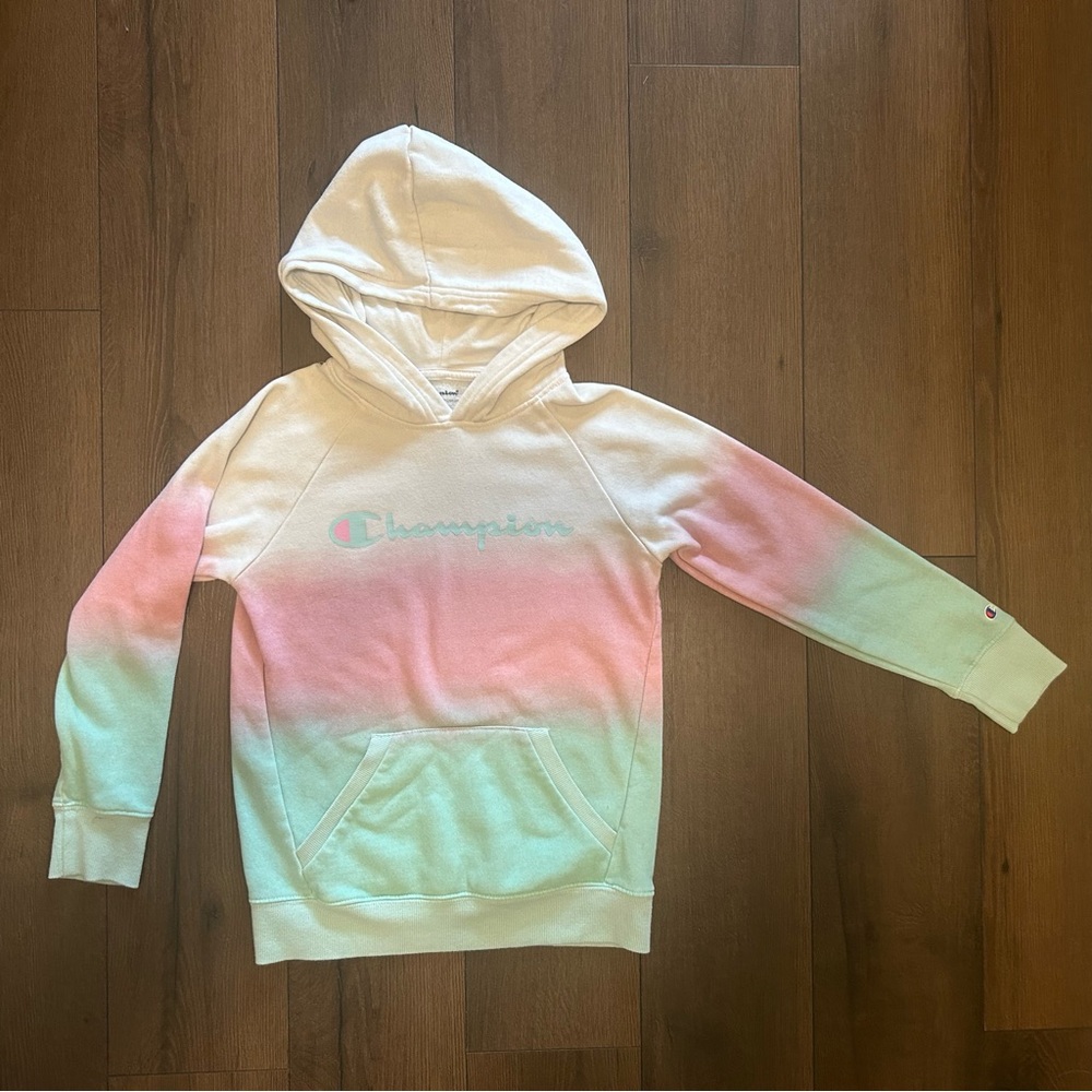 Champion Kids' Hoodie - Cream, Pink, and Green